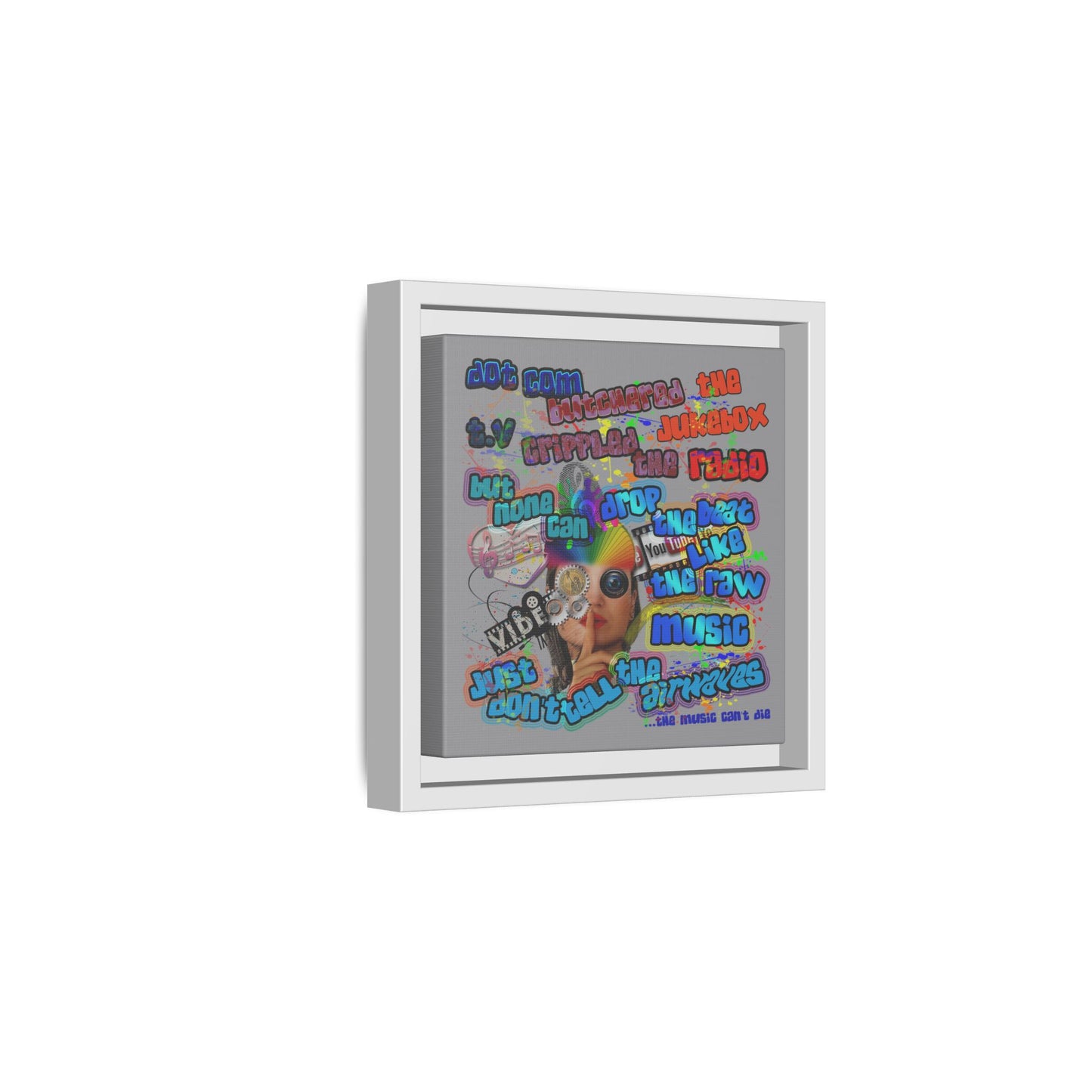 drop the beat - framed canvas art (grey)