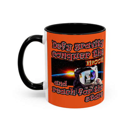 defy conquer reach - Accent Mug (orange)
