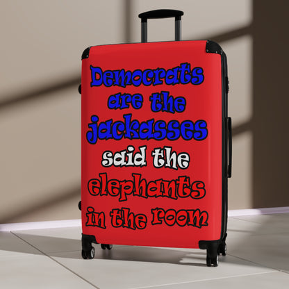 donkeys and elephants - Suitcase (red)