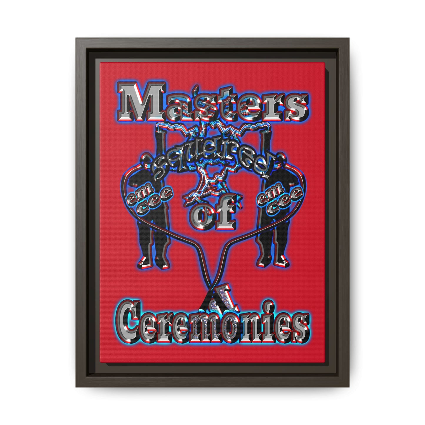 em cee squared - framed canvas art (dark red)