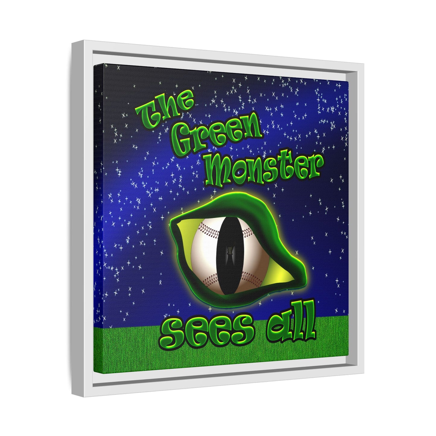 green monster - framed canvas art ('snoops' background)