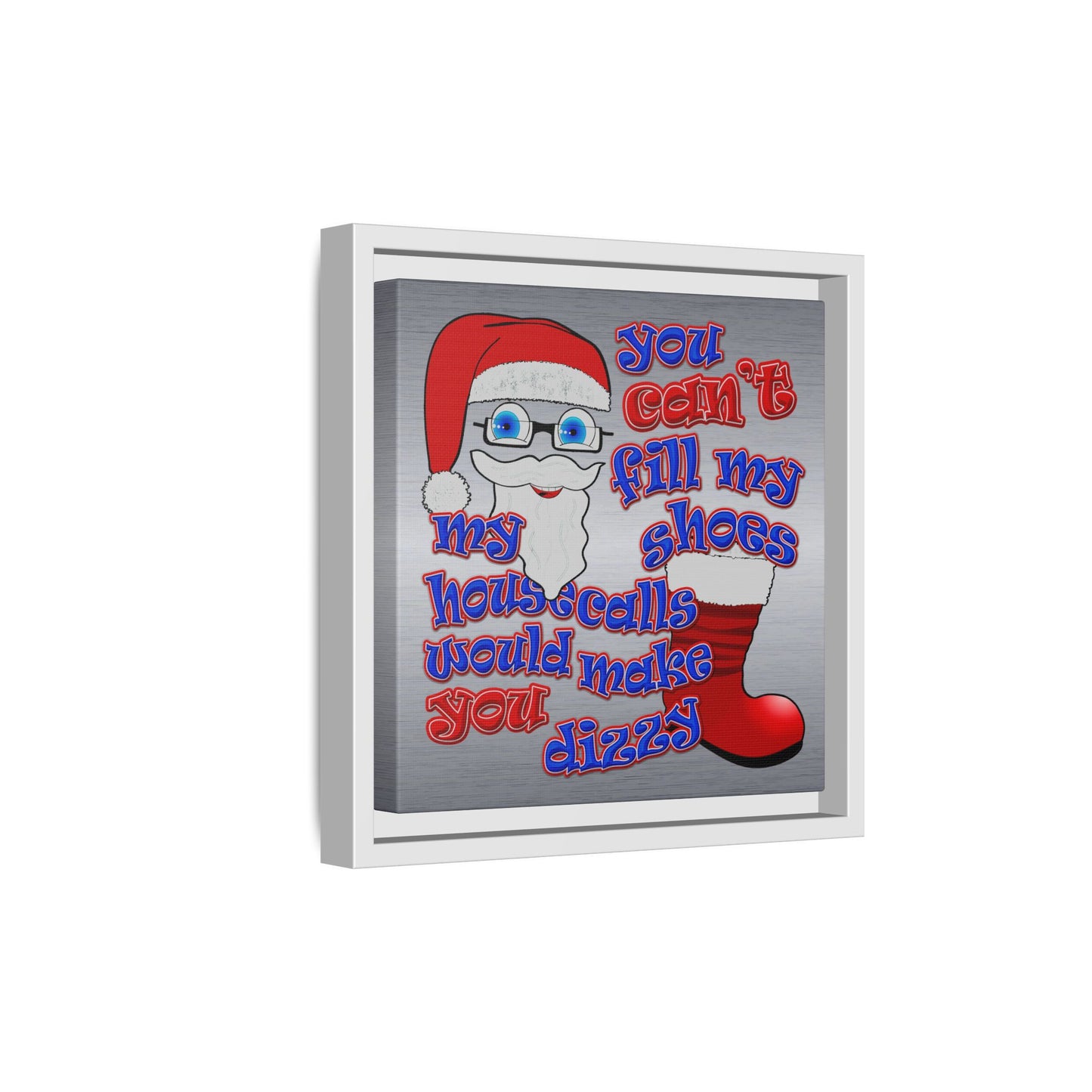 santa's shoes - framed canvas art (brushed nickel)