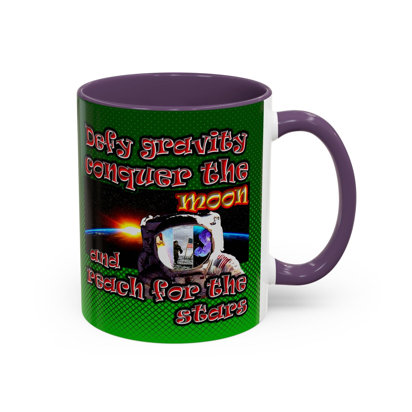 defy conquer reach - Accent Mug (logo green)