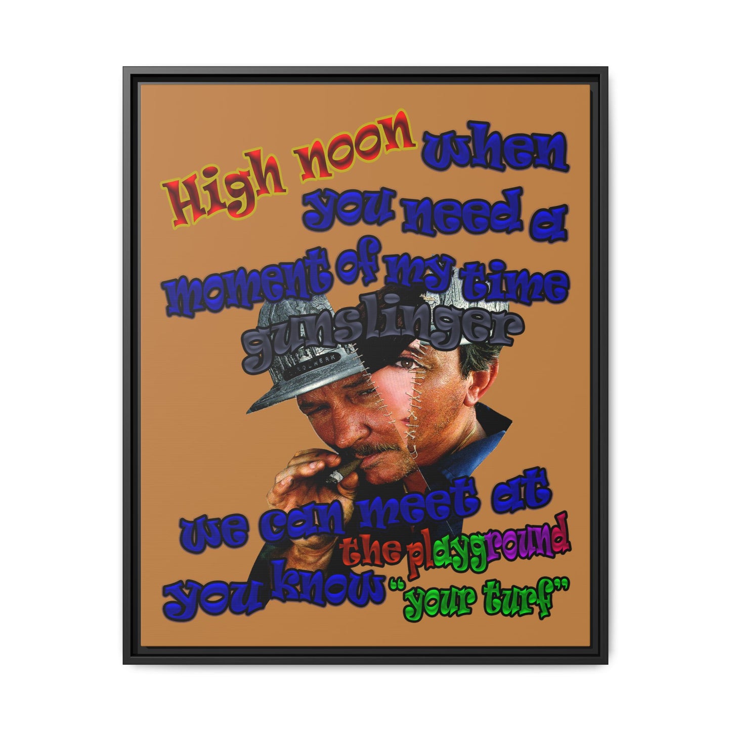 high noon - framed canvas art (light brown)