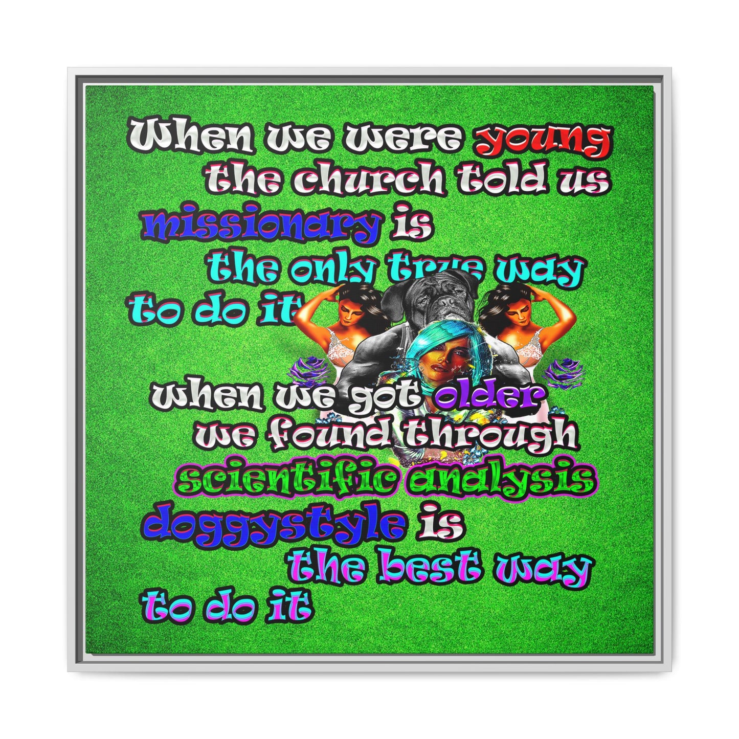 doggystyle - framed canvas art (green turf)