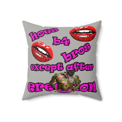 hoes b4 bros - Faux Suede Square Pillow - (light grey)