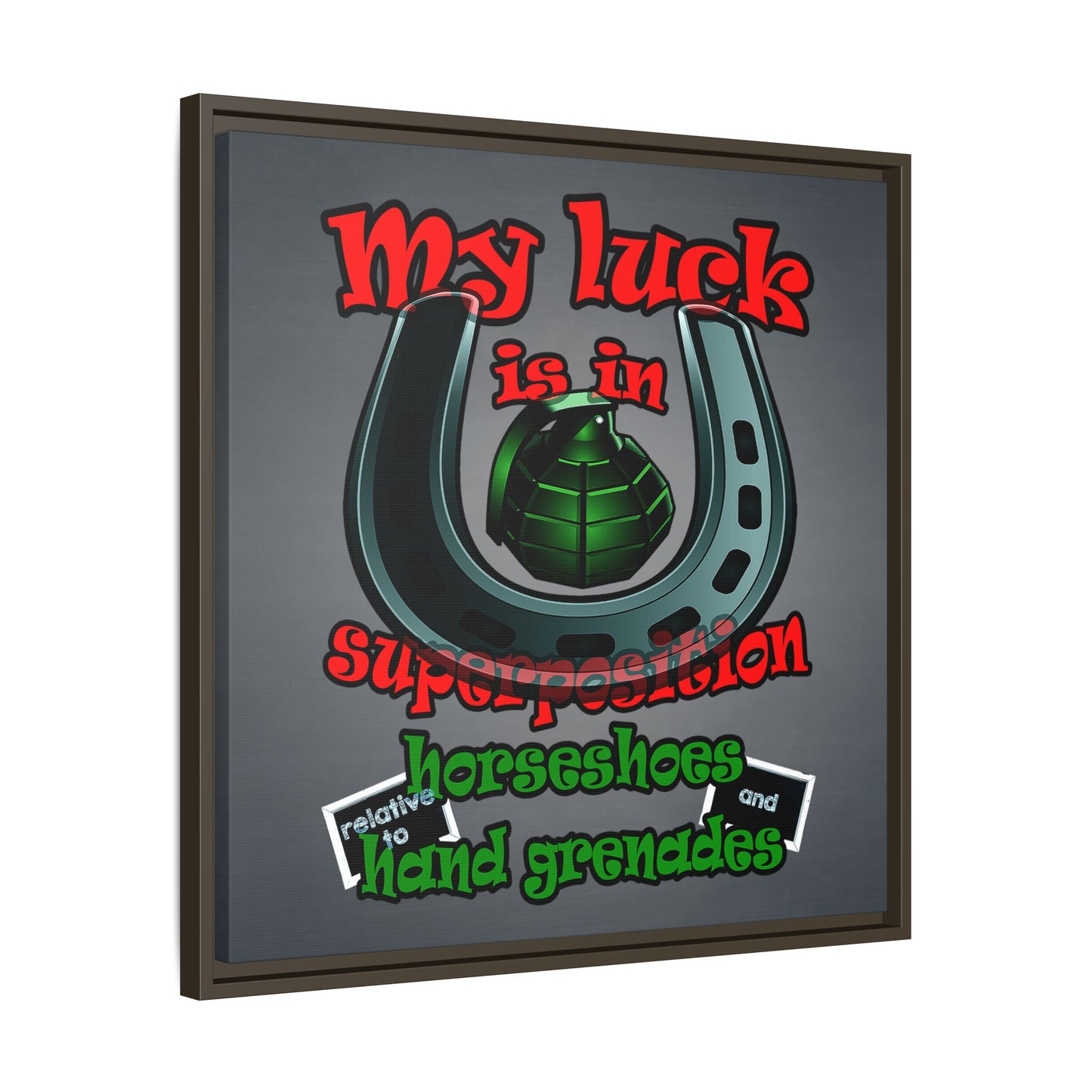 my luck - framed canvas art (grey-light grey)
