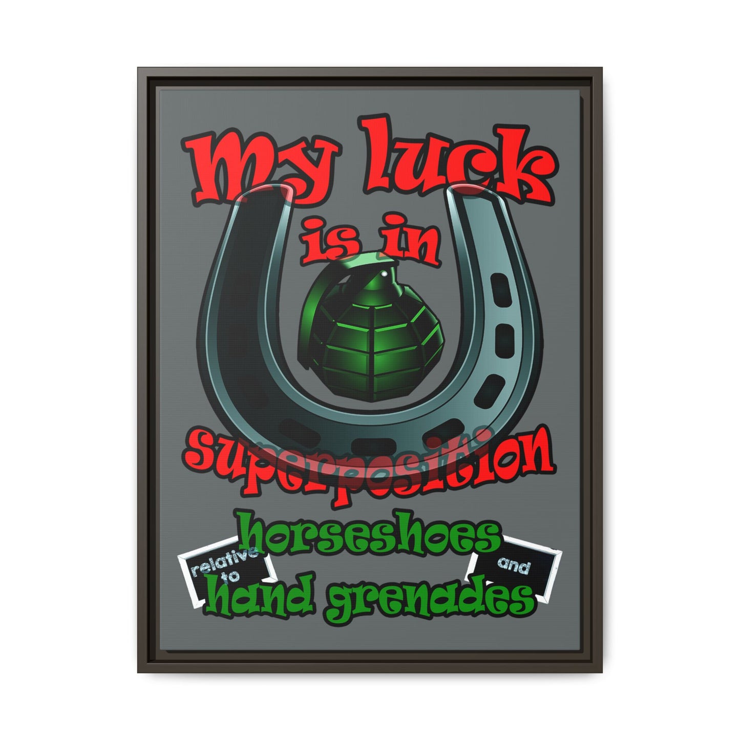my luck - framed canvas art (dark grey)