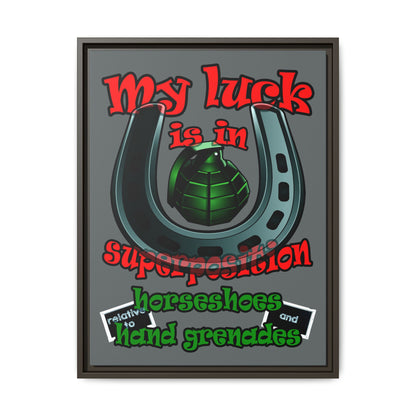 my luck - framed canvas art (dark grey)