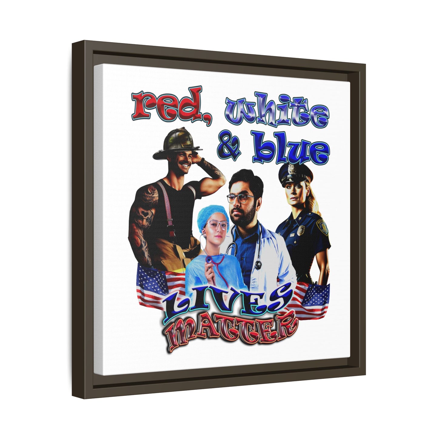 rw&b lives matter - framed canvas art (white)