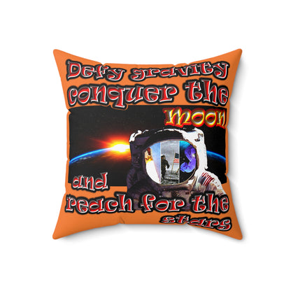 defy conquer reach - Spun Polyester Square Pillow - (crusta)