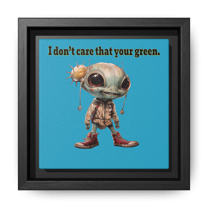 I don't care that your green - framed canvas art (turquoise)