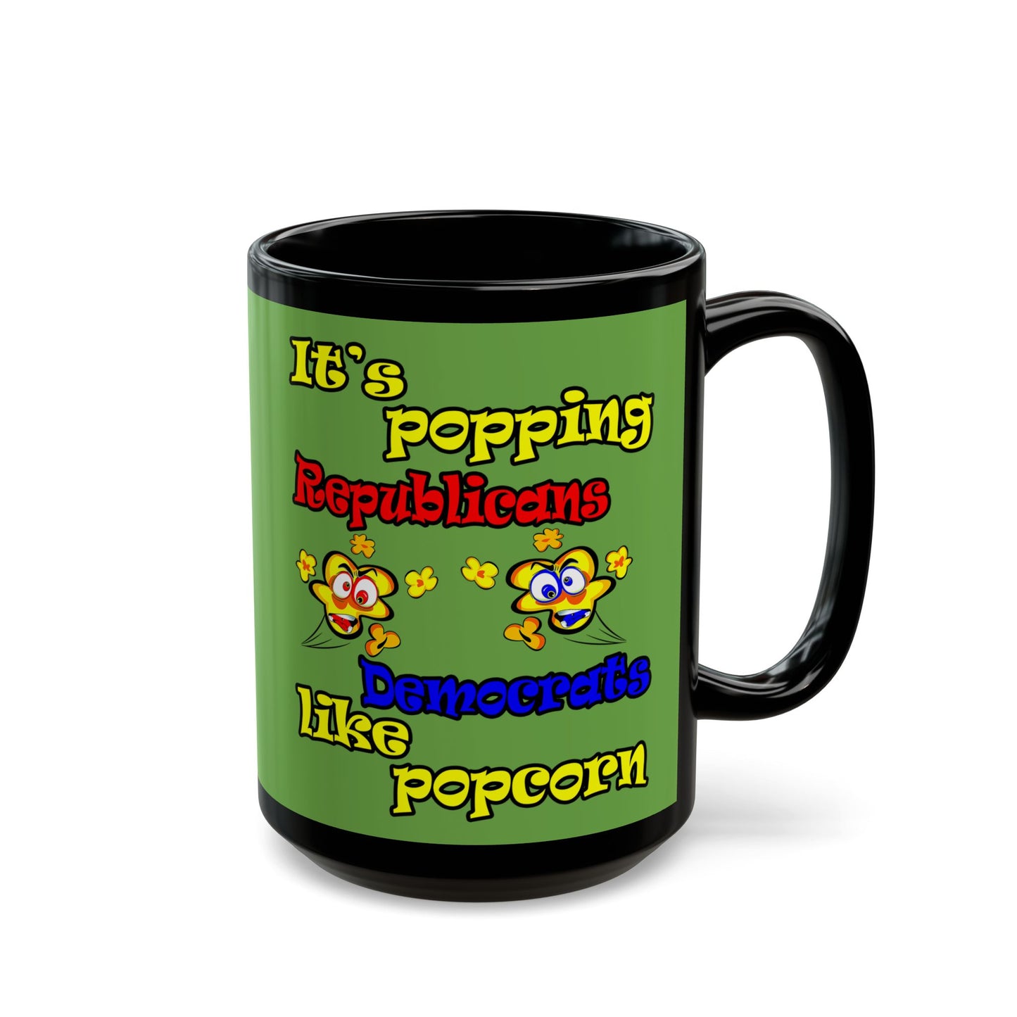popping like popcorn - Black Mug (green)