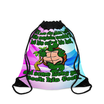 turtle race - Drawstring Bag (light blue-pink wave)
