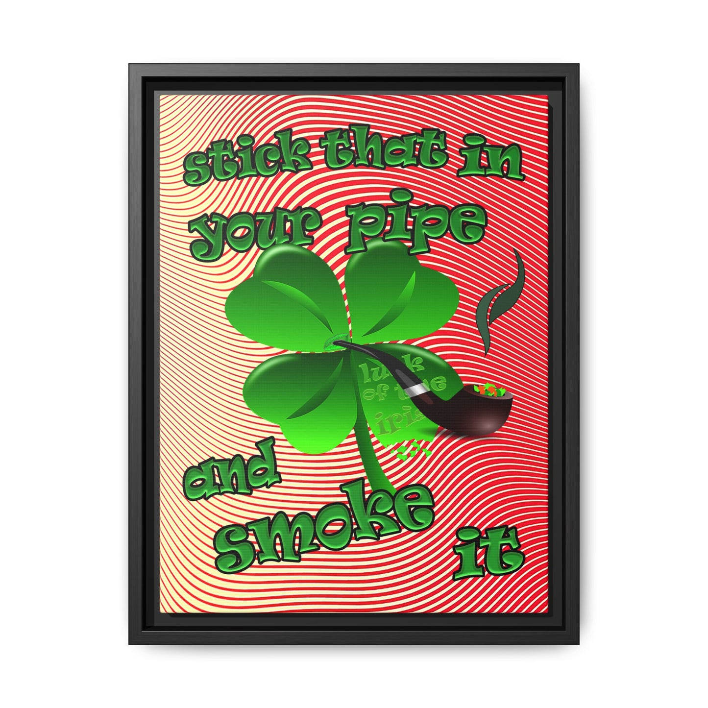 stick that in your pipe and smoke it - framed canvas art (yellow-orange wave)