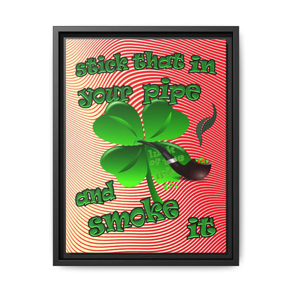 stick that in your pipe and smoke it - framed canvas art (yellow-orange wave)