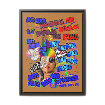drop the beat - framed canvas art (light brown)