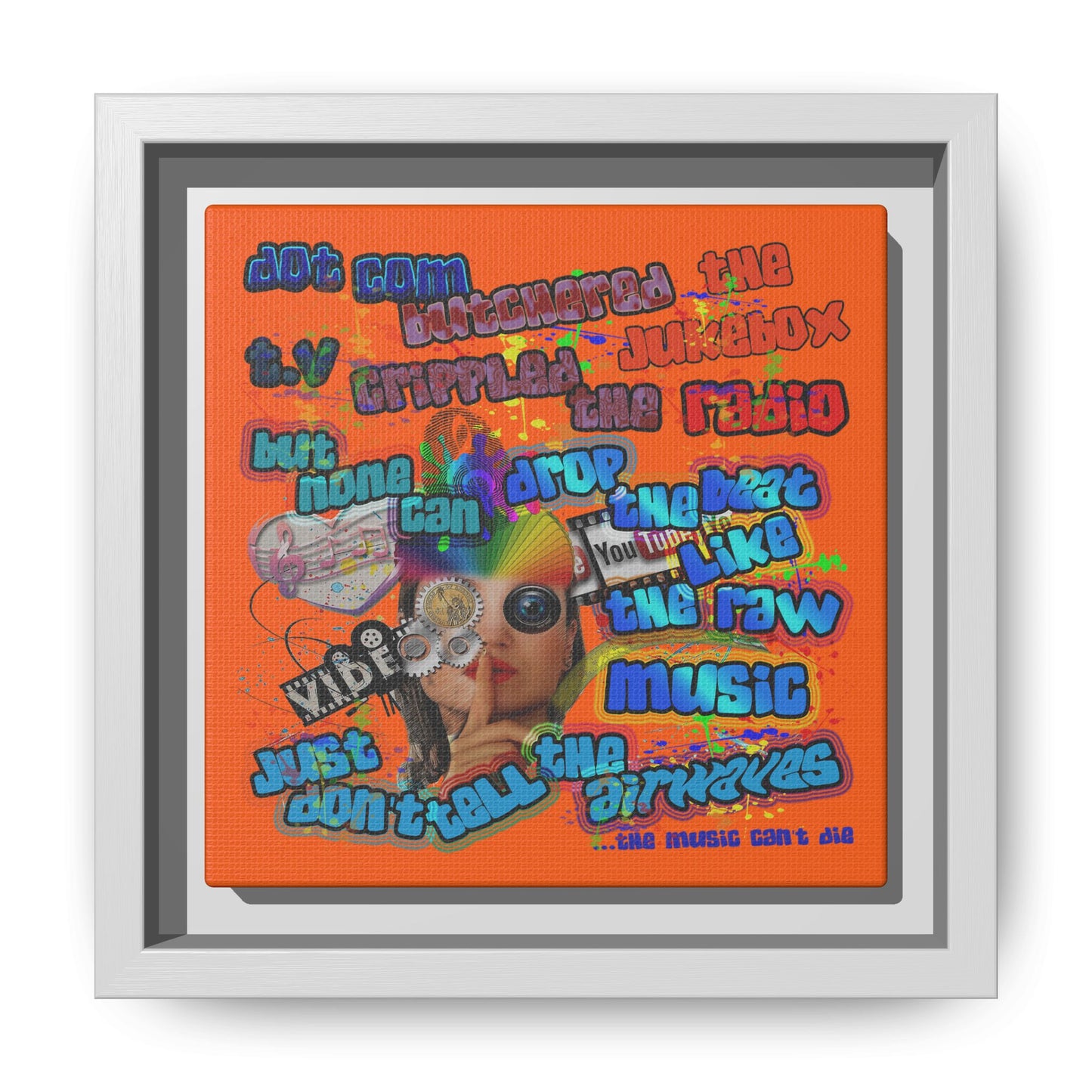 drop the beat - framed canvas art (orange)