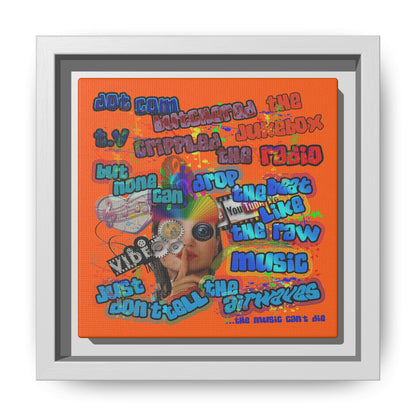 drop the beat - framed canvas art (orange)