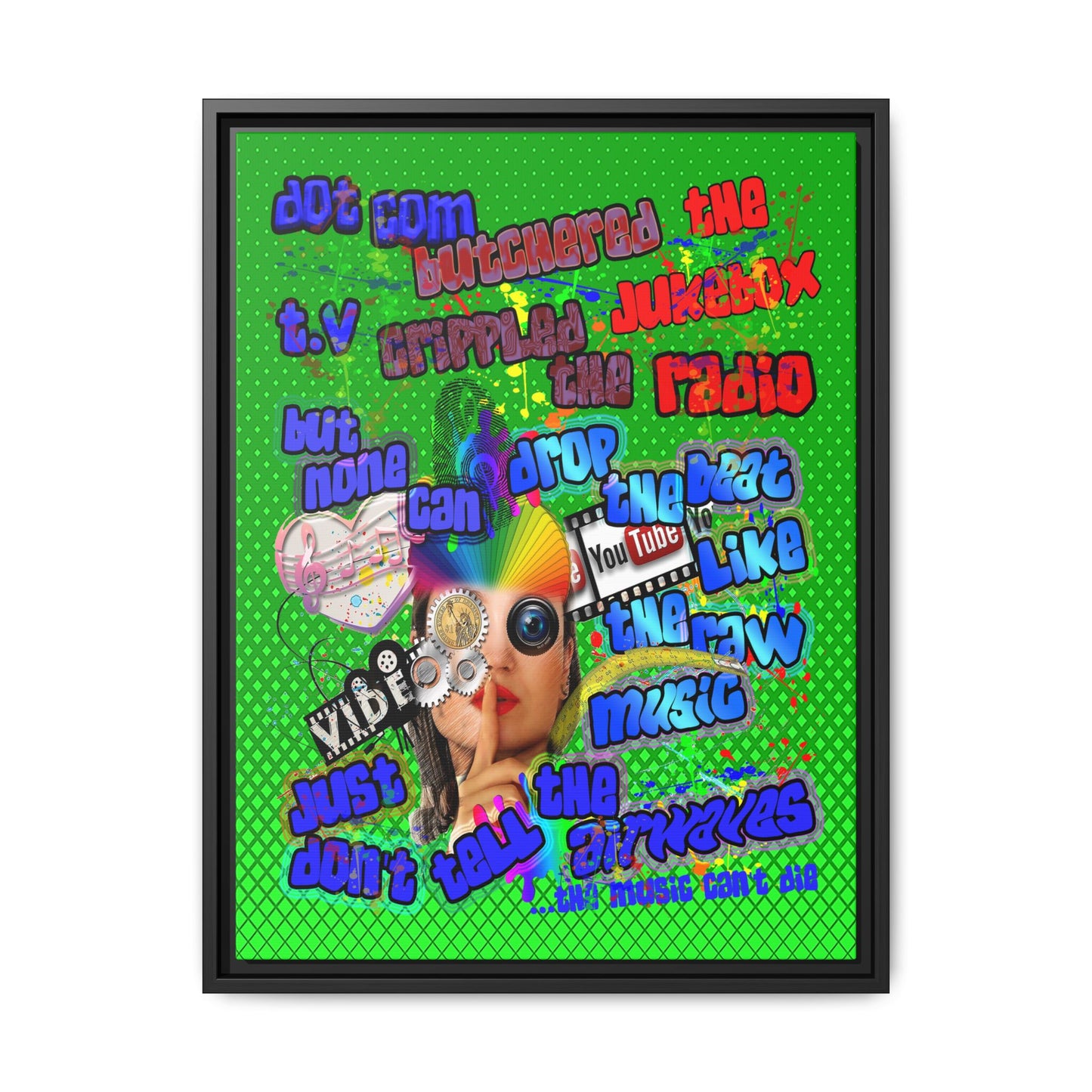drop the beat - framed canvas art (logo green)