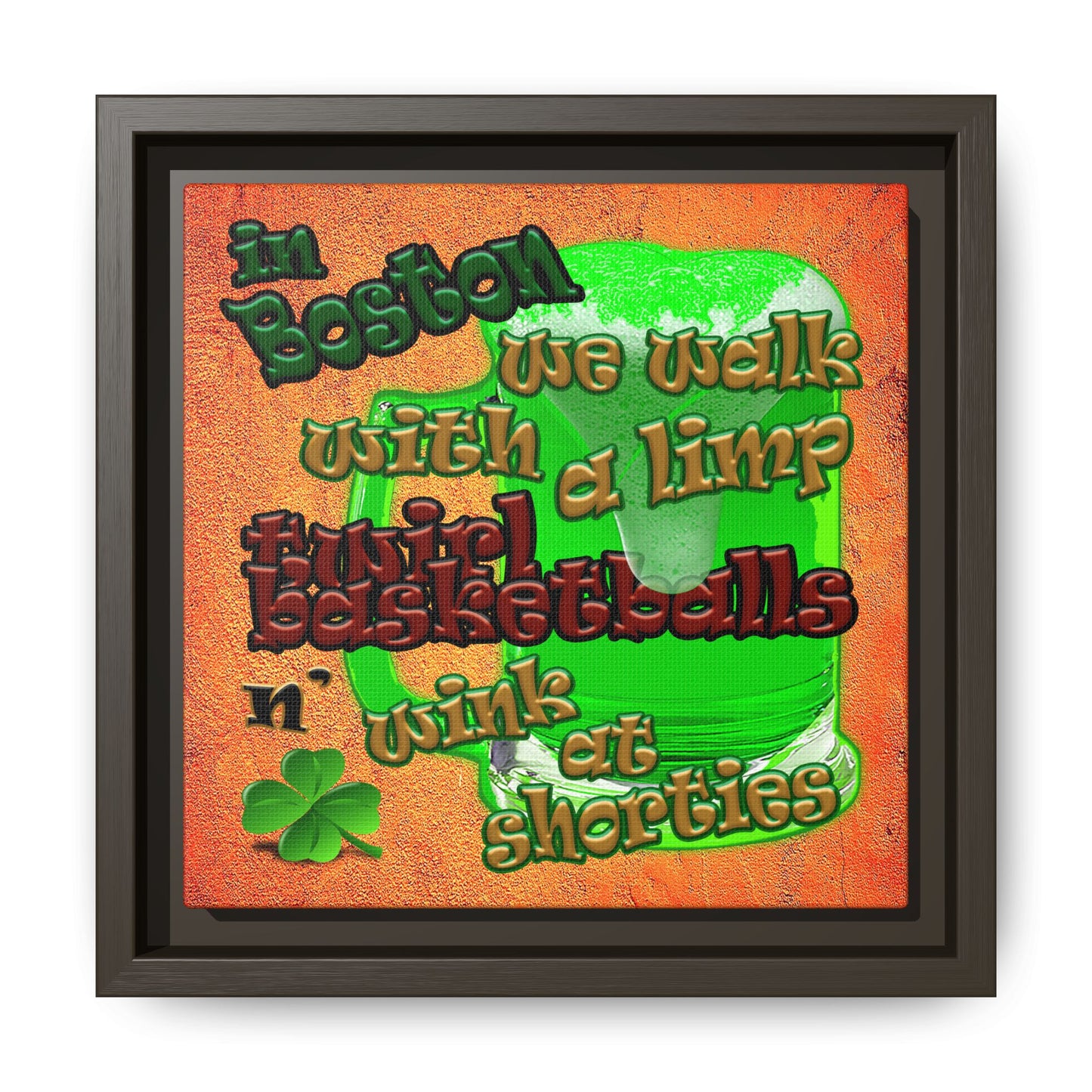celtics logo - framed canvas art (burnt orange)
