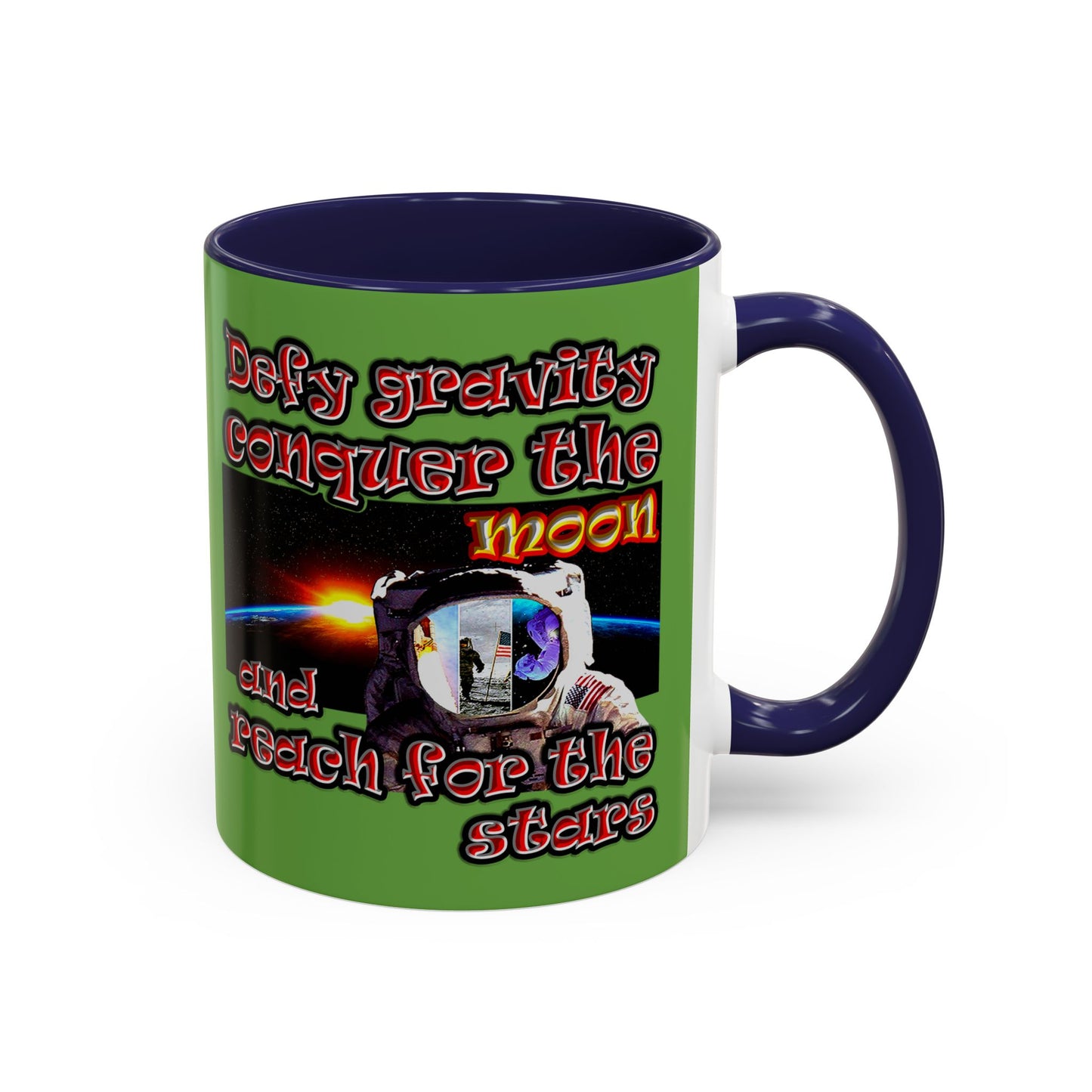 defy conquer reach - Accent Mug (green)