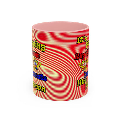 popping like popcorn - Accent Mug (yellow-orange wave)