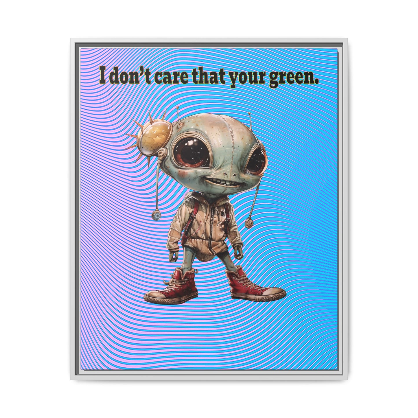 I don't care that your green - framed canvas art (light blue-purple wave)