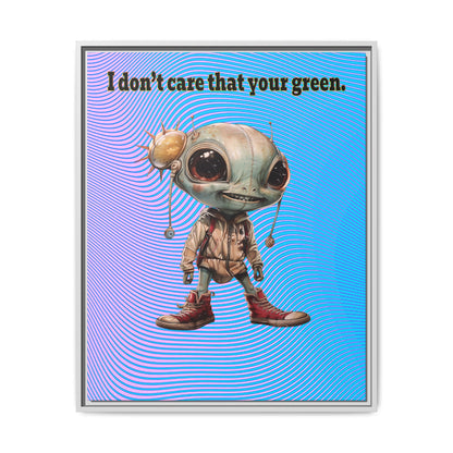 I don't care that your green - framed canvas art (light blue-purple wave)