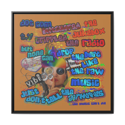 drop the beat - framed canvas art (light brown)