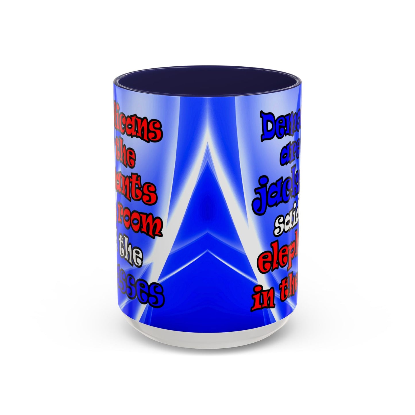 donkeys and elephants - Accent Mug (blue-white wave)