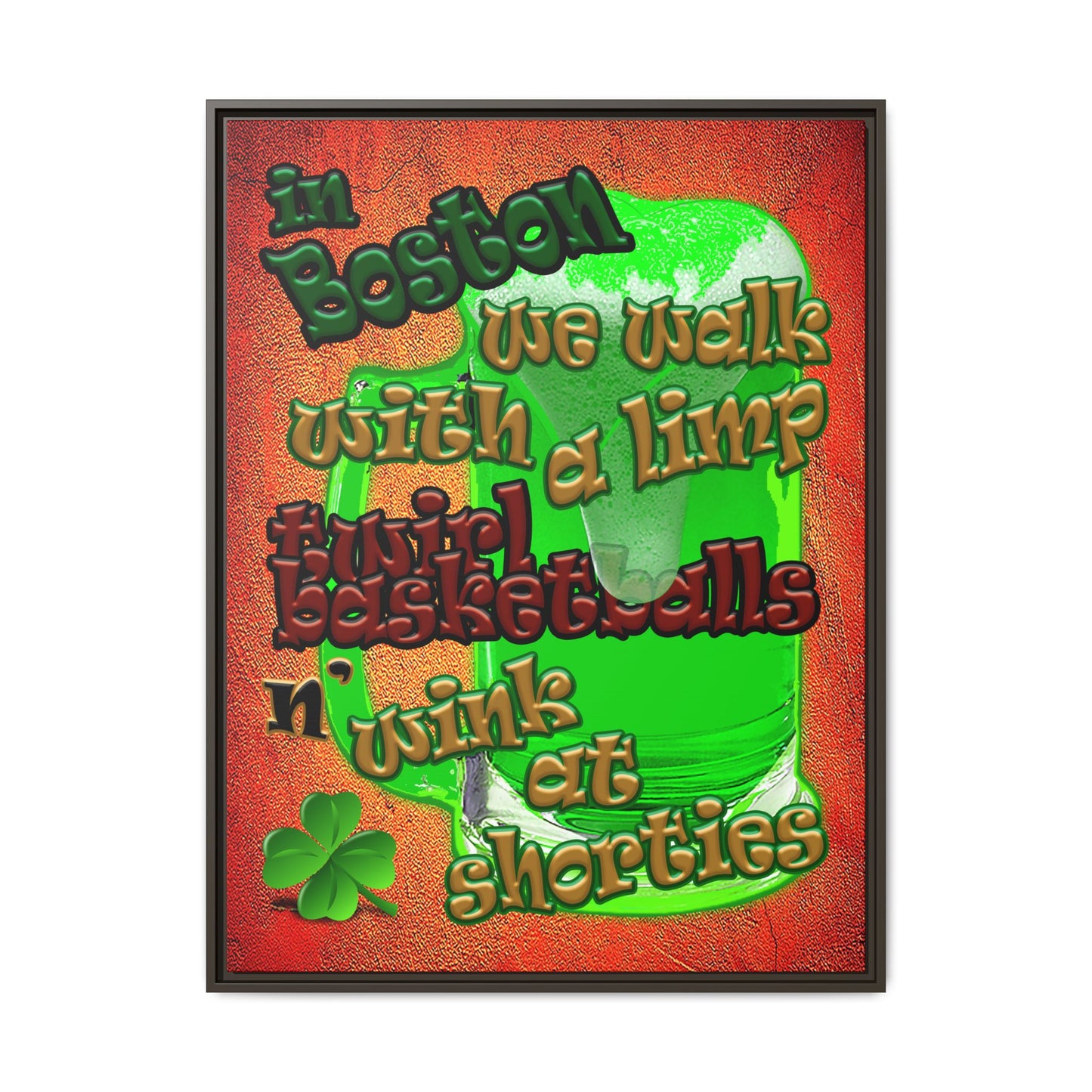 celtics logo - framed canvas art (burnt orange)