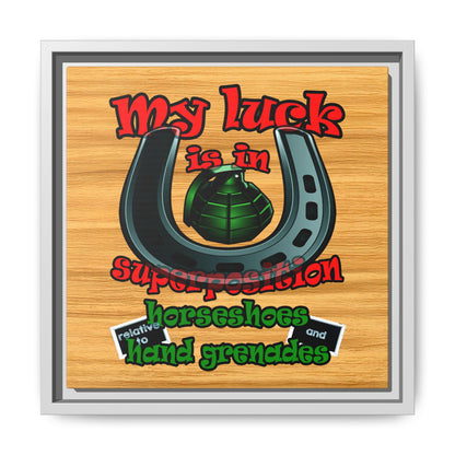 my luck - framed canvas art (butterscotch wood finish)