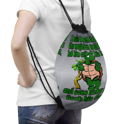 turtle race - Drawstring Bag (brushed nickel)