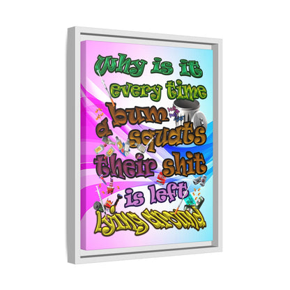 the bum's shit - framed canvas art (light blue-pink wave)
