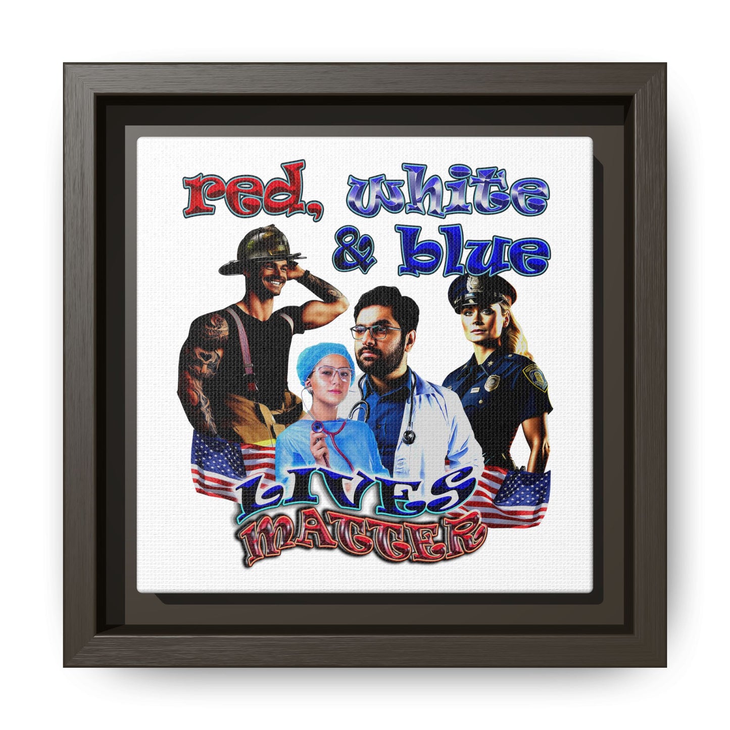 rw&b lives matter - framed canvas art (white)