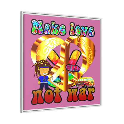 love peace - framed canvas art (light pink)