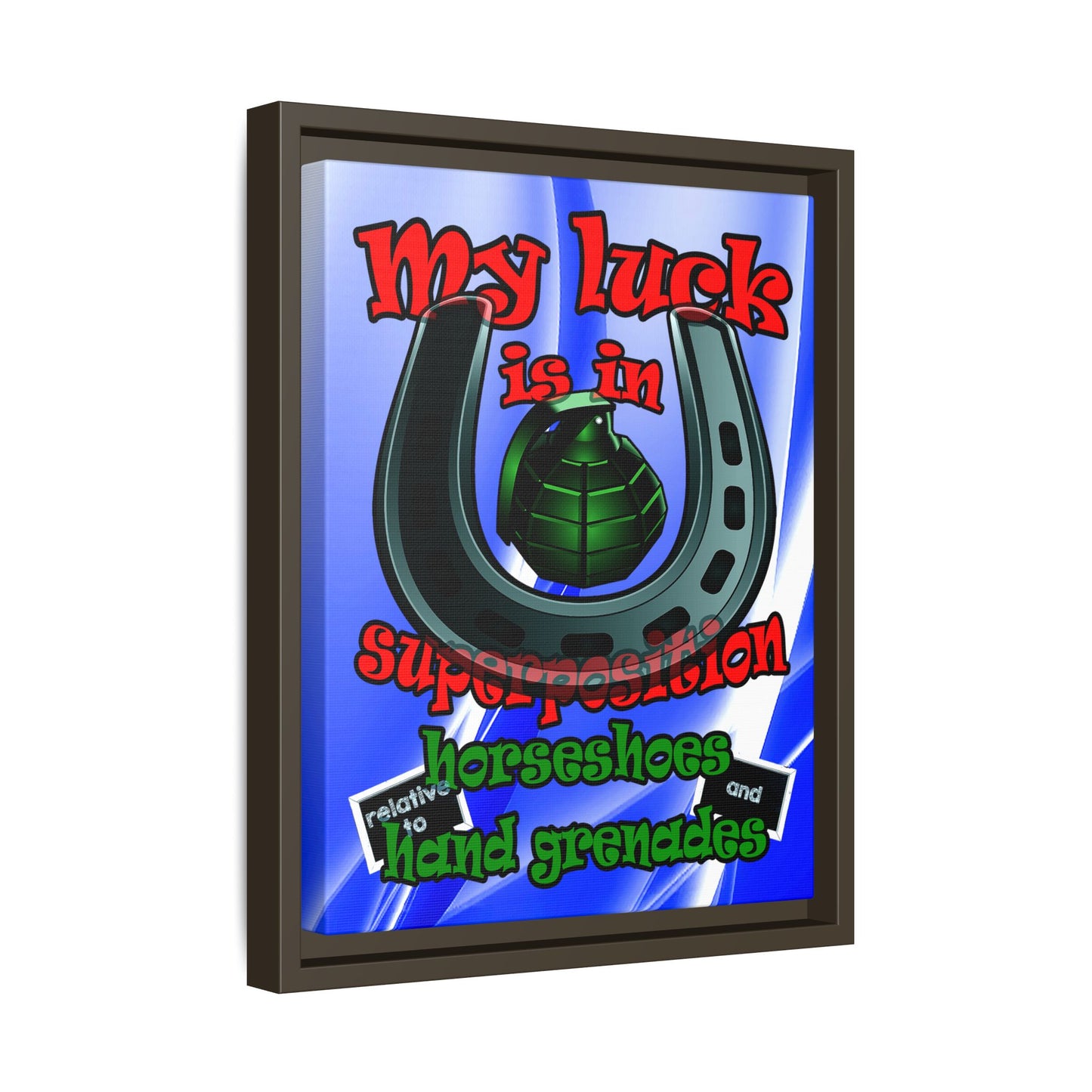 my luck - framed canvas art (blue-white wave)