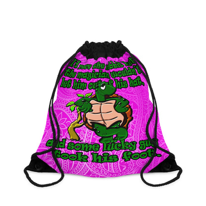 turtle race - Drawstring Bag (pink swirl)