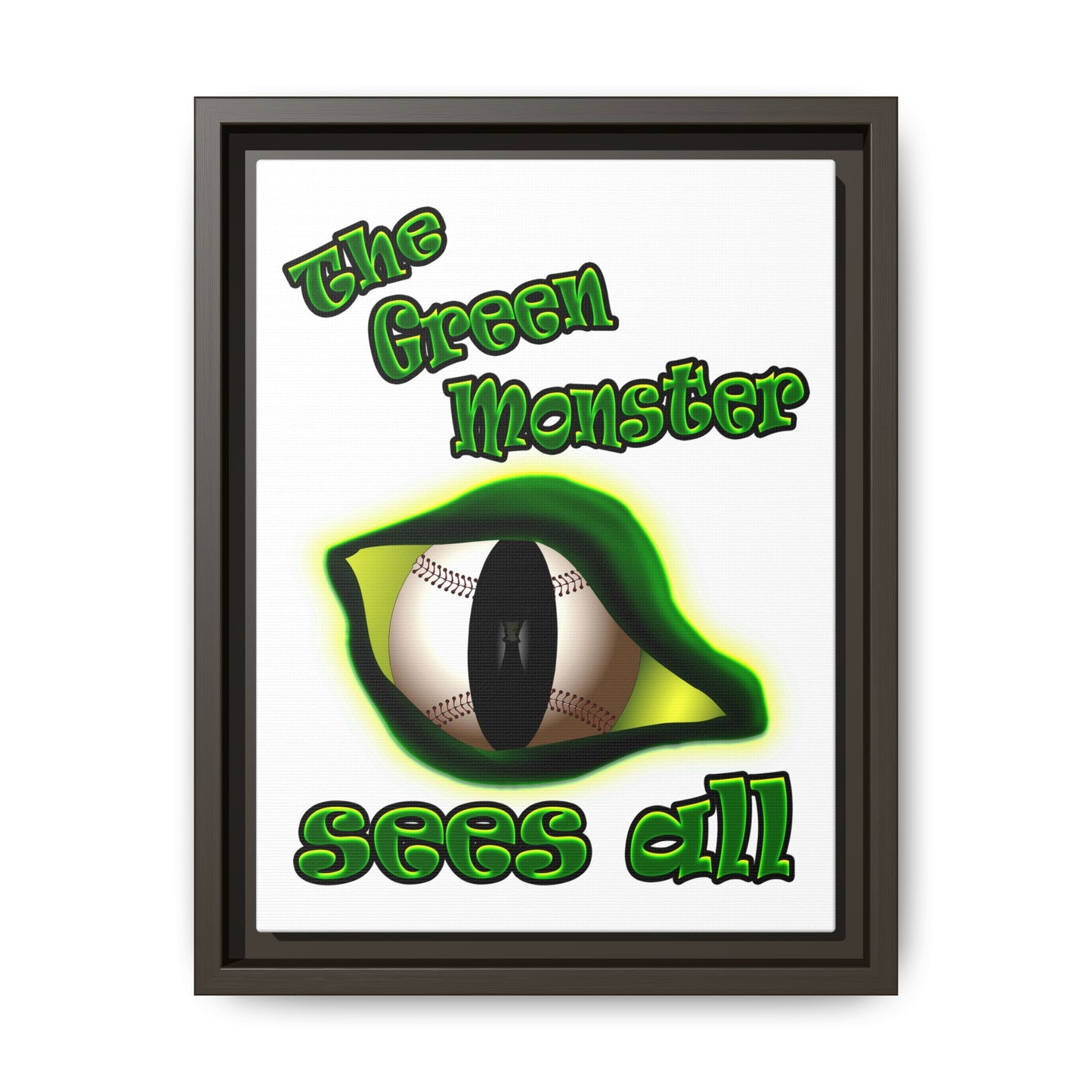 green monster - framed canvas art (white)