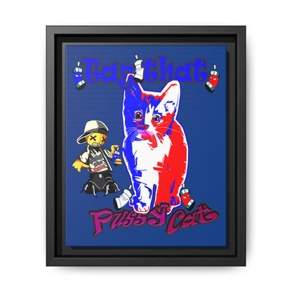 tag that - framed canvas art (dark blue)