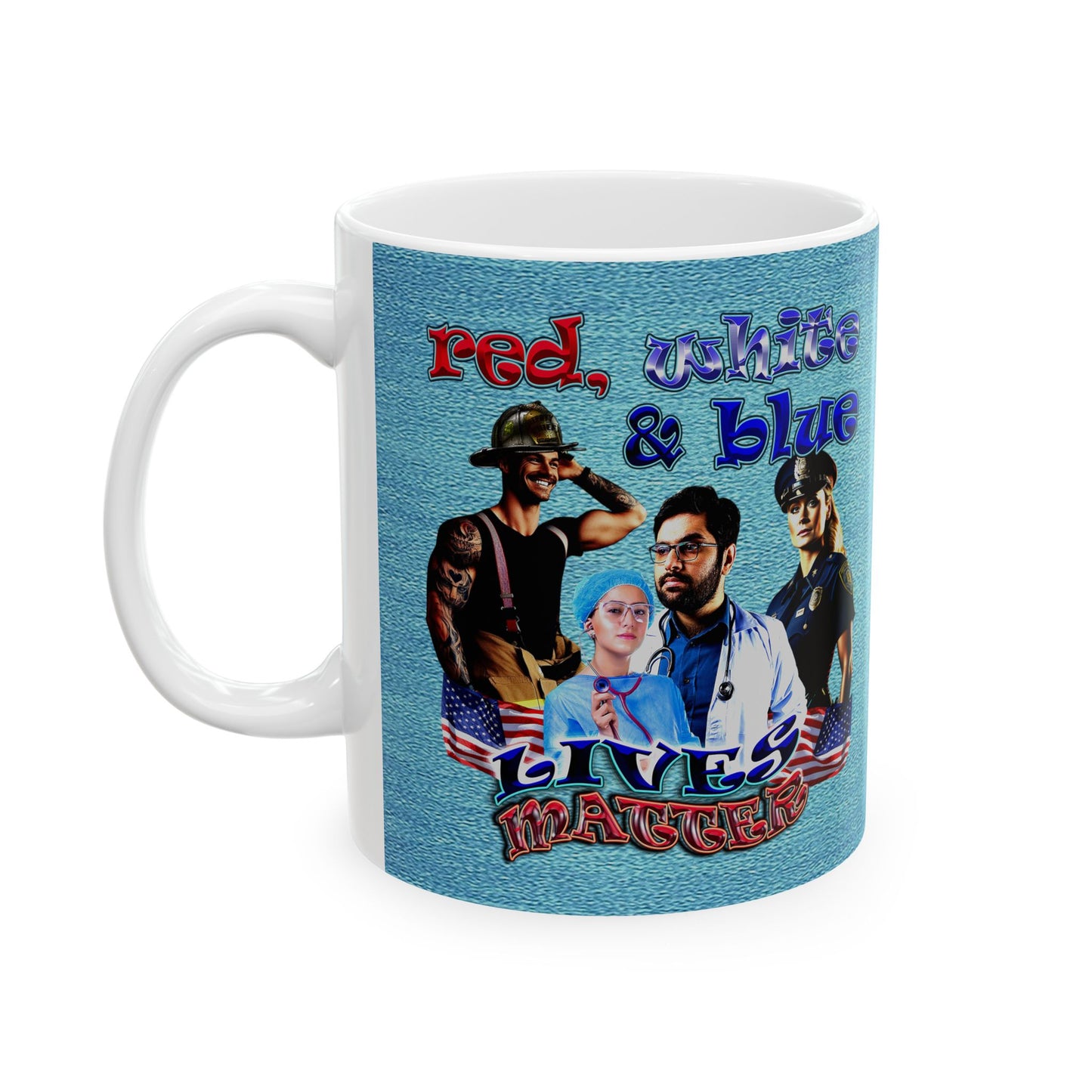 rw&b lives matter - White Mug (faded blue)