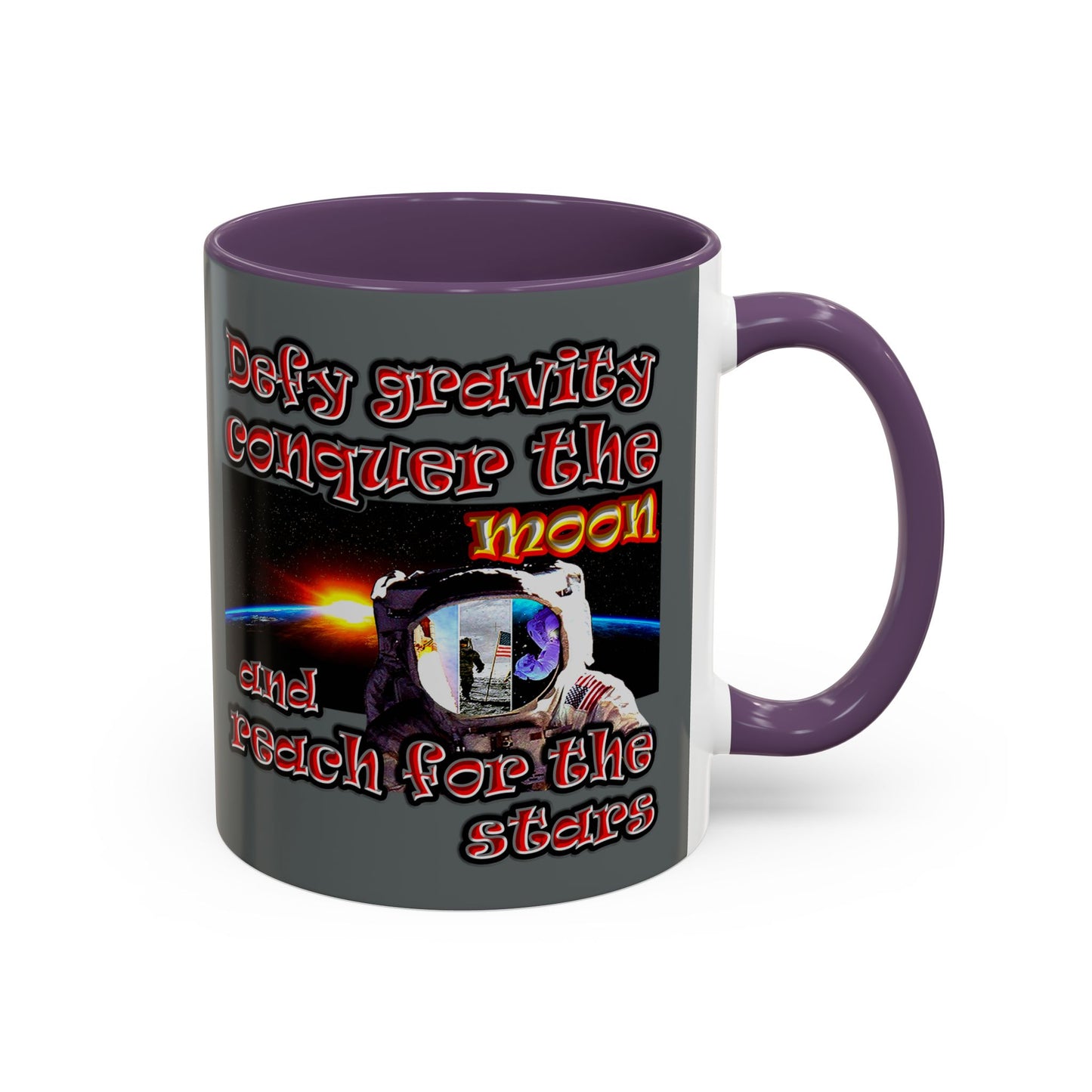 defy conquer reach - Accent Mug (dark grey)