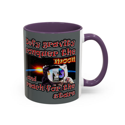 defy conquer reach - Accent Mug (dark grey)