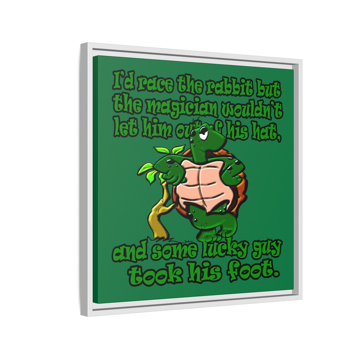 turtle race - framed canvas art (dark green)