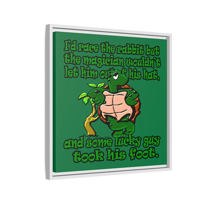 turtle race - framed canvas art (dark green)