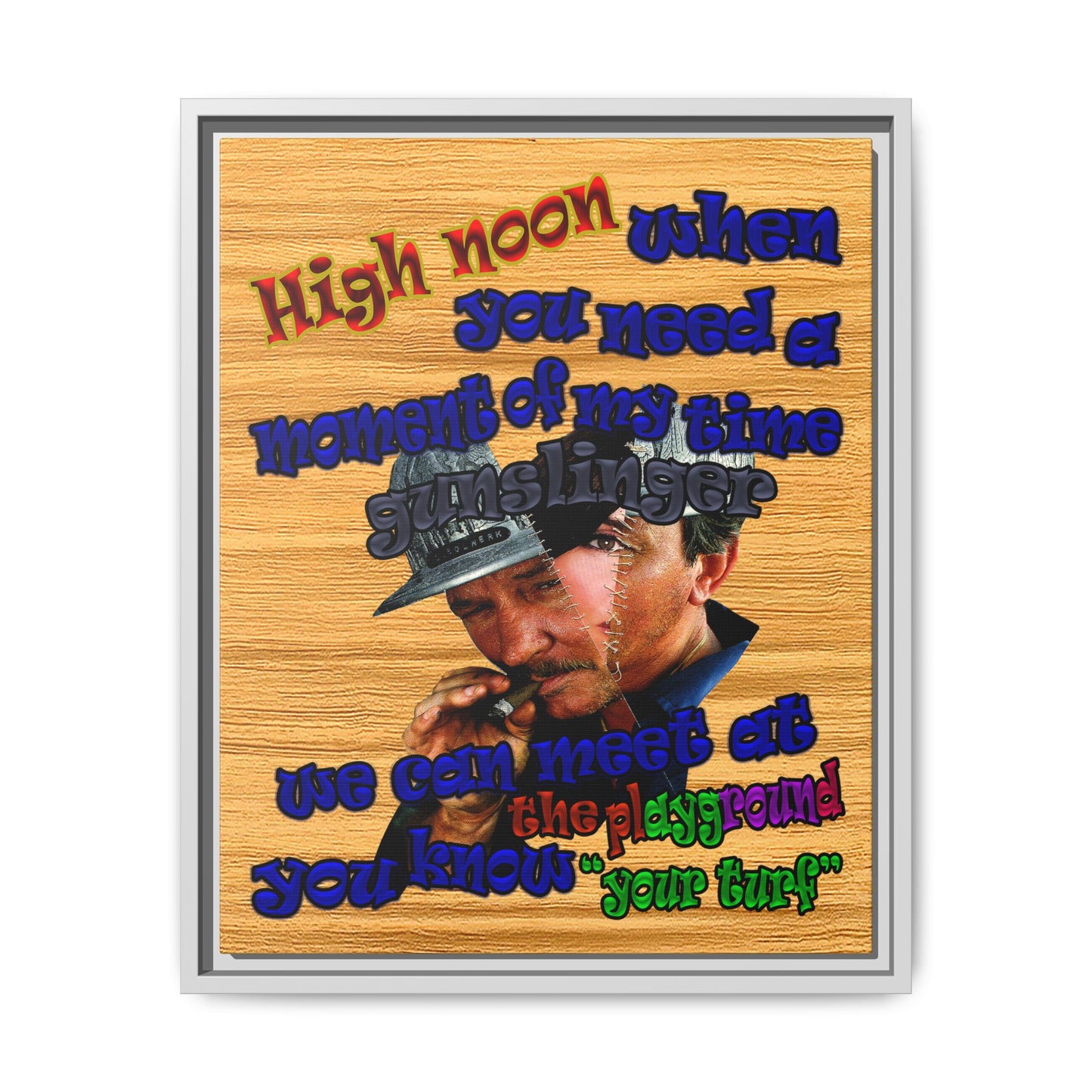 high noon - framed canvas art (butterscotch wood finish)