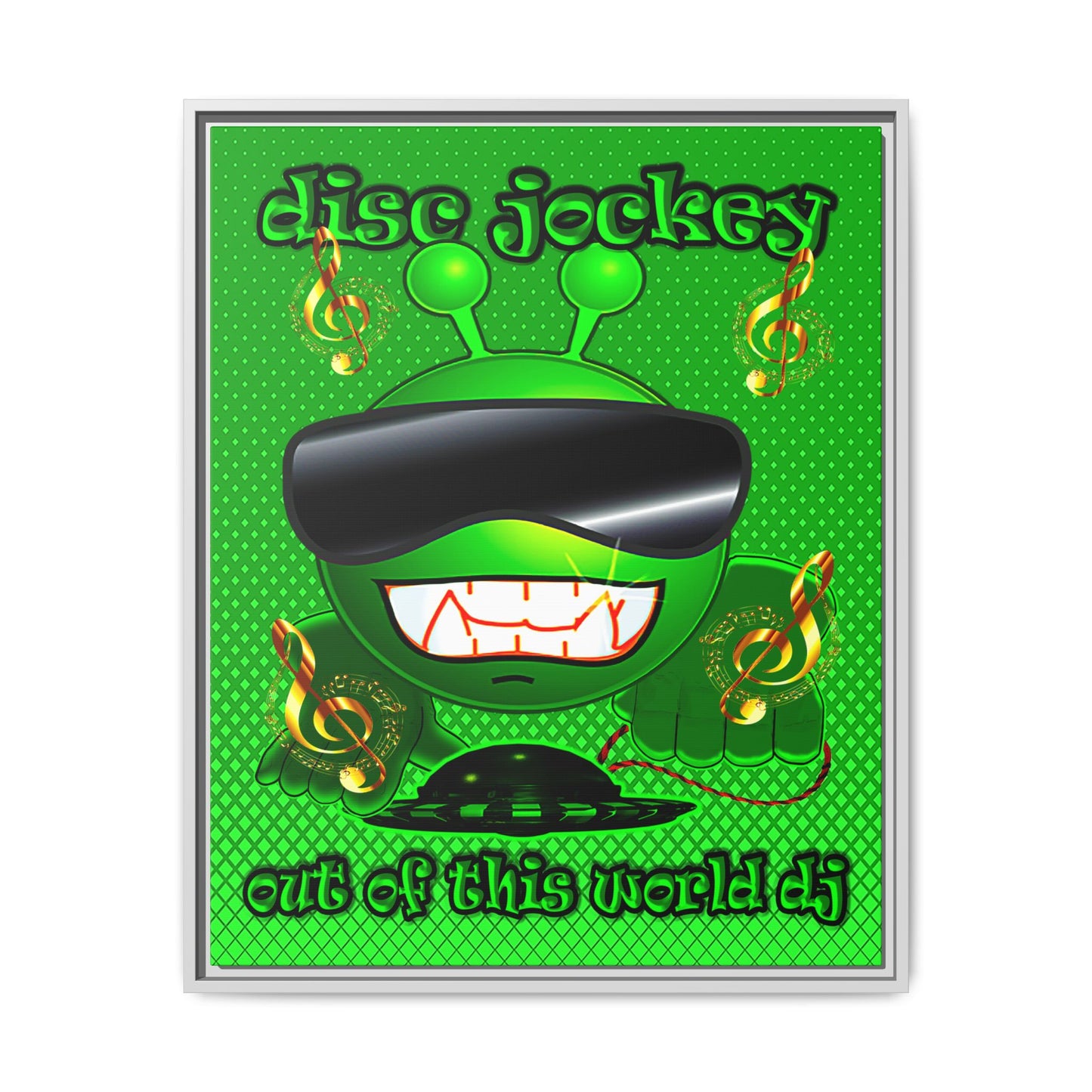 disc jockey - framed canvas art (logo green)