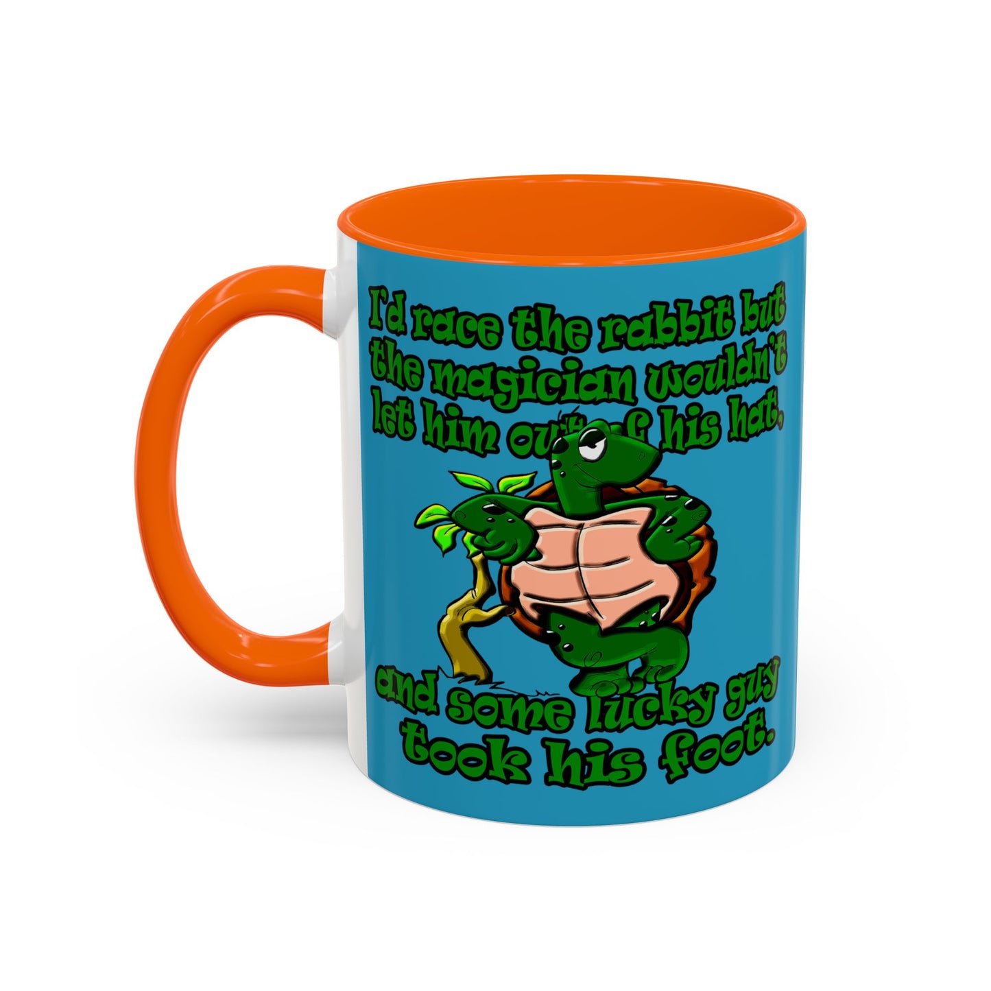turtle race - Accent Mug (turquoise)