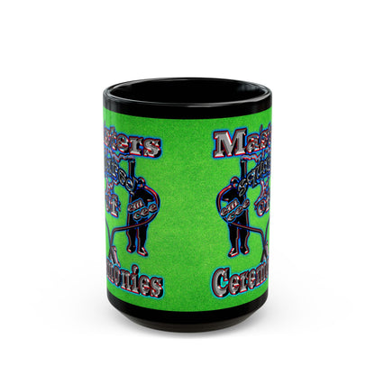 em cee squared - Black Mug (green turf)